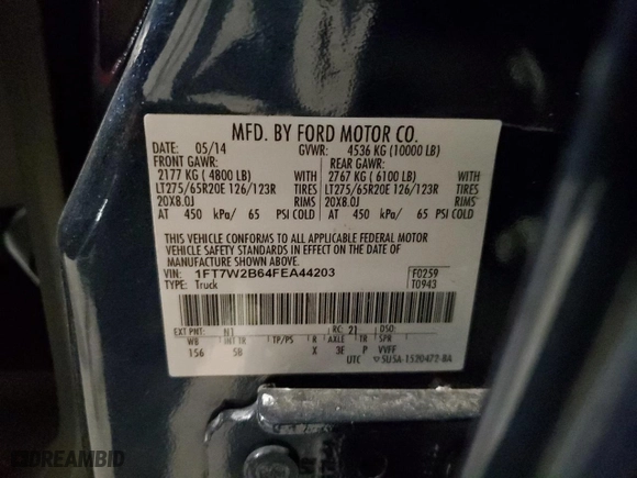 2015 Ford Super Duty F-250 SRW Lariat with VIN 1FT7W2B64FEA44203, listed as a Copart auction lot 84468594 with 76,504 mi miles and Salvage Title. Bid and sale history available at carsss.com. Image 13.