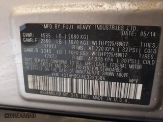 2014 Subaru Outback 2.5i Premium with VIN 4S4BRBCC6E3323986, listed as a IAAI auction lot 41622049 with 130,662 mi miles. Bid and sale history available at carsss.com. Image 9.