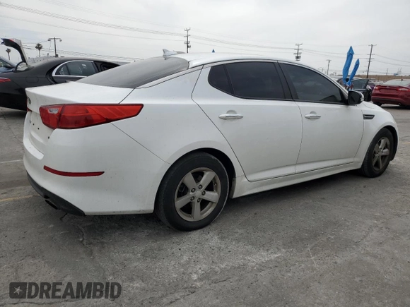 2015 Kia Optima LX with VIN KNAGM4A70F5633967, listed as a Copart auction lot 58937725 with Not provided miles and Salvage title. Bid and sale history available at DreamBid. Image 3.