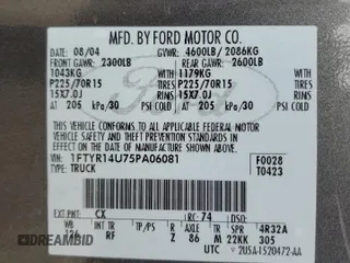 2005 Ford Ranger XL with VIN 1FTYR14U75PA06081, listed as a Copart auction lot 64883915 with 206,599 mi miles and Clean title. Bid and sale history available at DreamBid. Image 12.