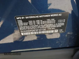 2023 BMW X3 sDrive30i z VIN 5UX43DP04P9P44100, wystawiony jako IAAI lot #42267136 z przebiegiem 28 618 mil mil oraz . Historia ofert i sprzedaży dostępna na DreamBid. Obrazek 9.