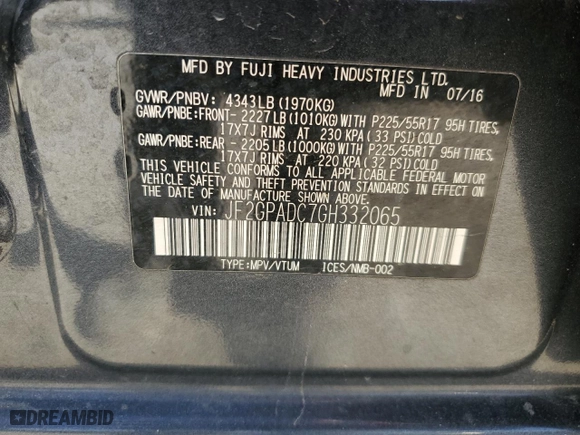 2016 Subaru Crosstrek Premium with VIN JF2GPADC7GH332065, listed as a Copart auction lot 49210715 with 198,453 mi miles and Salvage Title. Bid and sale history available at carsss.com. Image 15.