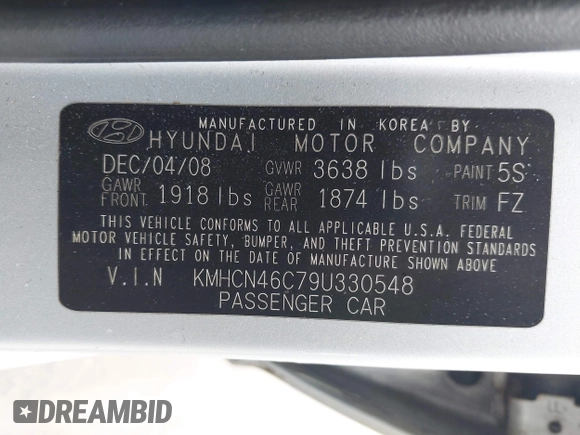 2009 Hyundai Accent Auto GLS с VIN KMHCN46C79U330548, выставлен на аукционе IAAI как лот 42208619 с пробегом 99 072 миль миль и . История ставок и продаж доступна на DreamBid. Изображение 9.