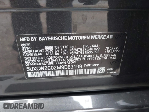 2021 BMW X7 xDrive40i z VIN 5UXCW2C02M9D83199, wystawiony jako IAAI lot #41556053 z przebiegiem 38 926 mil mil oraz . Historia ofert i sprzedaży dostępna na DreamBid. Obrazek 9.