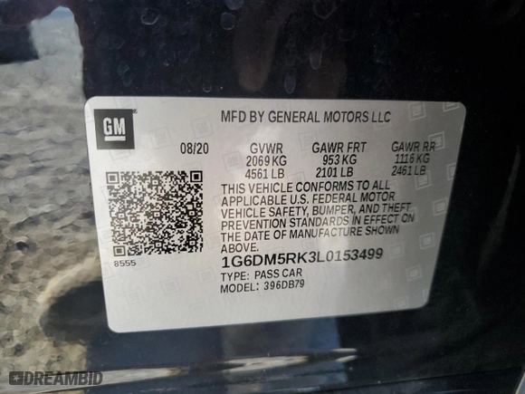 2020 Cadillac CT5 Luxury with VIN 1G6DM5RK3L0153499, listed as a Copart auction lot 59984104 with 0 mi miles and Non Repairable. Bid and sale history available at carsss.com. Image 13.