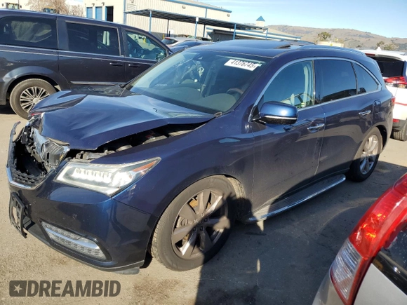 2016 Acura MDX w/Advance with VIN 5FRYD4H97GB043374, listed as a Copart auction lot 41376745 with 143,234 mi miles and Salvage Title. Bid and sale history available at carsss.com. Image 1.
