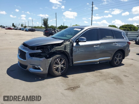 2019 Infiniti QX60 Pure with VIN 5N1DL0MN5KC560950, listed as a Copart auction lot 61051805 with 55,857 mi miles and Salvage title. Bid and sale history available at DreamBid. Image 1.