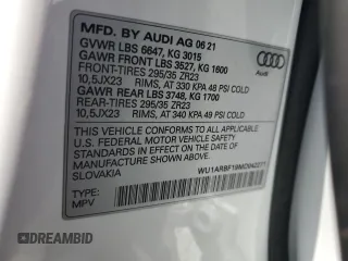 2021 Audi RS Q8 z VIN WU1ARBF19MD042271, wystawiony jako Copart lot #55304785 z przebiegiem 23 560 mil mil oraz Szkody całkowita. Historia ofert i sprzedaży dostępna na DreamBid. Obrazek 13.