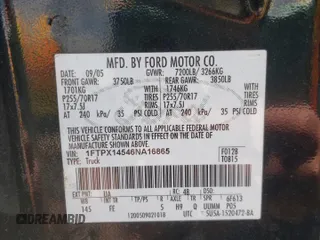 2006 Ford F-150 XLT z VIN 1FTPX14546NA16865, wystawiony jako Copart lot #58276505 z przebiegiem 225 118 mil mil oraz Szkoda całkowita • Salvage title. Historia ofert i sprzedaży dostępna na DreamBid. Obrazek 12.
