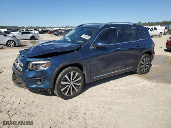 2023 Mercedes-Benz GLB with VIN W1N4M4GB6PW302199, listed as a Copart auction lot 44698095 with 25,704 mi miles and Salvage Title. Bid and sale history available at carsss.com. Image 1.