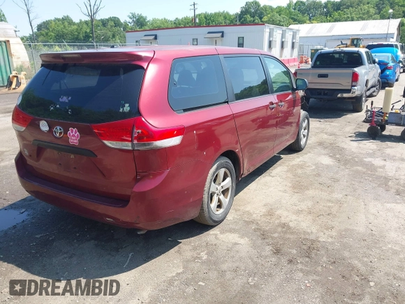 2012 Toyota Sienna with VIN 5TDZK3DC2CS193258, listed as a IAAI auction lot 42550843 with 158,761 mi miles and . Bid and sale history available at DreamBid. Image 4.