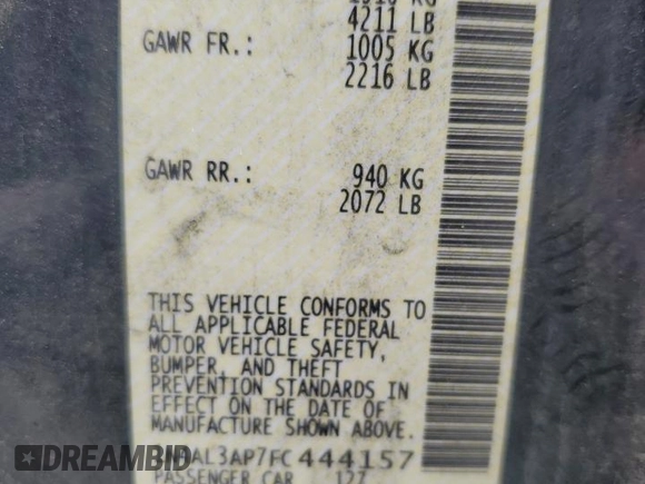 2015 Nissan Altima SV z VIN 1N4AL3AP7FC444157, wystawiony jako Copart lot #57898215 z przebiegiem 235 232 mil mil oraz Szkoda całkowita • Salvage title. Historia ofert i sprzedaży dostępna na DreamBid. Obrazek 12.