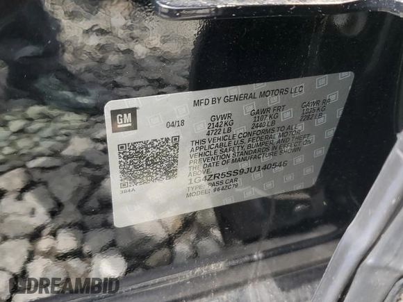 2018 Buick LaCrosse Premium with VIN 1G4ZR5SS9JU140546, listed as a Copart auction lot 63562105 with 25,312 mi miles and Salvage title. Bid and sale history available at DreamBid. Image 12.