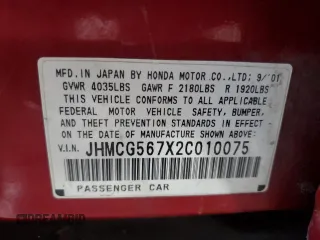 2002 Honda Accord SE с VIN JHMCG567X2C010075, выставлен на аукционе Copart как лот 61272585 с пробегом 314 584 миль миль и Чистый • Clean title. История ставок и продаж доступна на DreamBid. Изображение 12.