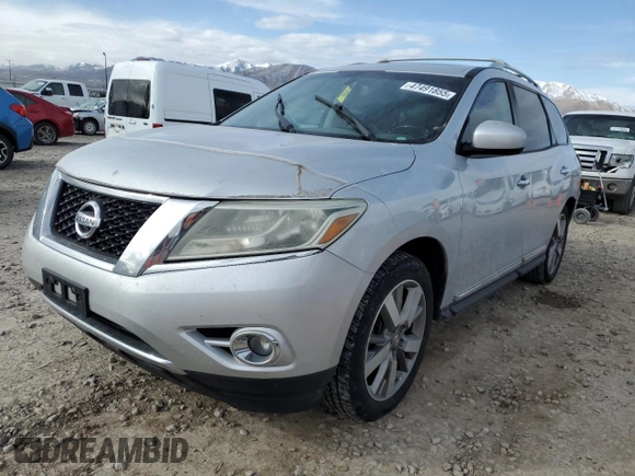 2013 Nissan Pathfinder Platinum with VIN 5N1AR2MM6DC633332, listed as a Copart auction lot 47491855 with 157,924 mi miles and Salvage Title. Bid and sale history available at carsss.com. Image 1.
