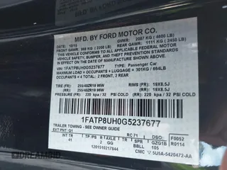 2016 Ford Mustang EcoBoost Premium with VIN 1FATP8UH0G5237677, listed as a IAAI auction lot 42007030 with 91,443 mi miles and . Bid and sale history available at carsss.com. Image 9.