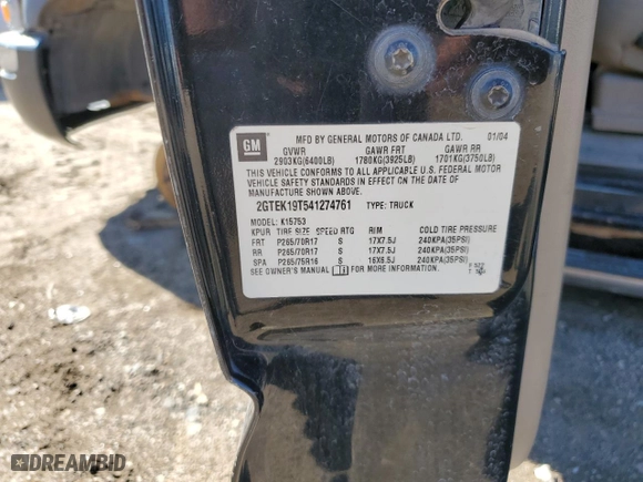 2004 GMC Sierra 1500 SLE with VIN 2GTEK19T541274761, listed as a Copart auction lot 78908834 with 210,012 mi miles and Salvage Title. Bid and sale history available at carsss.com. Image 12.