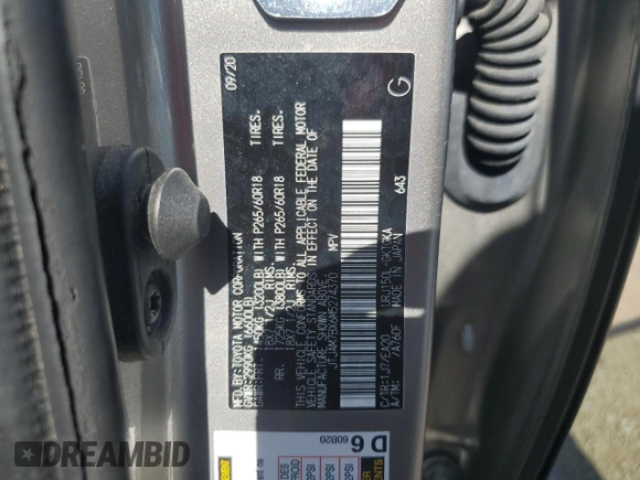 2021 Lexus GX 460 Premium with VIN JTJAM7BX6M5274370, listed as a Copart auction lot 62025665 with 56,291 mi miles and Salvage title. Bid and sale history available at DreamBid. Image 13.