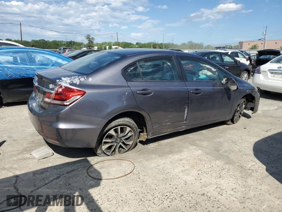 2015 Honda Civic EX z VIN 19XFB2F85FE248225, wystawiony jako Copart lot #57252085 z przebiegiem Nie podano mil oraz Szkoda całkowita • Salvage title. Historia ofert i sprzedaży dostępna na DreamBid. Obrazek 3.