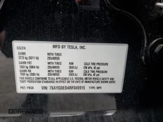 2024 Tesla Model Y с VIN 7SAYGDED4RF045915, выставлен на аукционе Copart как лот 55170415 с пробегом 13 234 миль миль и Списание • Salvage title. История ставок и продаж доступна на DreamBid. Изображение 12.