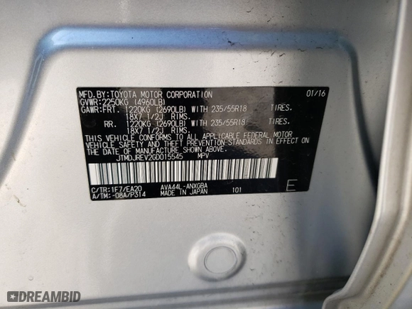2016 Toyota RAV4 Hybrid Limited with VIN JTMDJREV2GD015545, listed as a Copart auction lot 48312725 with 128,489 mi miles and Salvage Title. Bid and sale history available at carsss.com. Image 14.