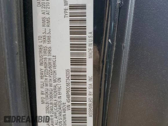 2008 Subaru Outback с VIN 4S4BP60C687342035, выставлен на аукционе Copart как лот 59152995 с пробегом 139 591 миль миль и Списание • Salvage title. История ставок и продаж доступна на DreamBid. Изображение 12.