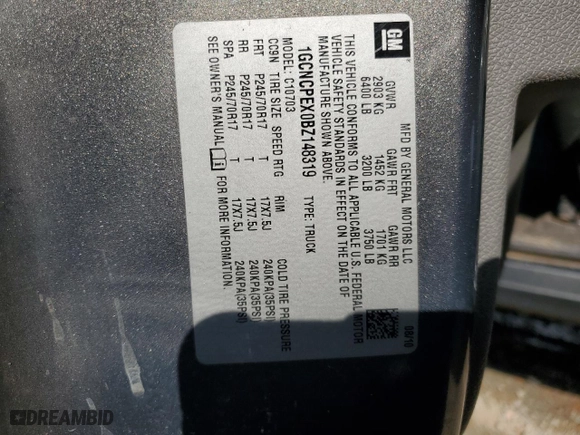2011 Chevrolet Silverado 1500 Work Truck with VIN 1GCNCPEX0BZ148319, listed as a Copart auction lot 49783555 with 176,413 mi miles and Salvage Title. Bid and sale history available at carsss.com. Image 13.