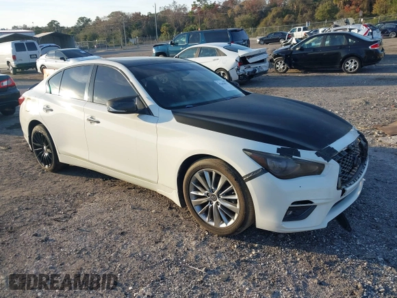 2018 Infiniti Q50 Sport with VIN JN1EV7APXJM362748, listed as a IAAI auction lot 41443052 with 77,897 mi miles and . Bid and sale history available at carsss.com. Image 1.