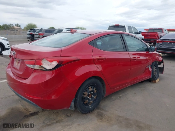 2016 Hyundai Elantra SE with VIN KMHDH4AE1GU523473, listed as a IAAI auction lot 41763590 with 195,597 mi miles. Bid and sale history available at carsss.com. Image 4.