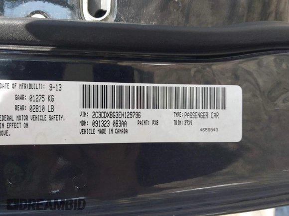 2014 Dodge Charger SE with VIN 2C3CDXBG3EH129796, listed as a IAAI auction lot 41773595 with 172,990 mi miles and . Bid and sale history available at DreamBid. Image 9.