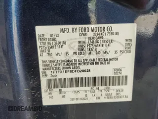 2013 Ford F-150 XL with VIN 1FTFX1EF8DFB28028, listed as a Copart auction lot 59895505 with 153,418 mi miles and Salvage title. Bid and sale history available at DreamBid. Image 12.