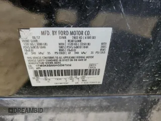 2017 Ford Explorer with VIN 1FM5K8B86HGD87332, listed as a Copart auction lot 77279364 with 107,107 mi miles and Salvage Title. Bid and sale history available at DreamBid. Image 13.