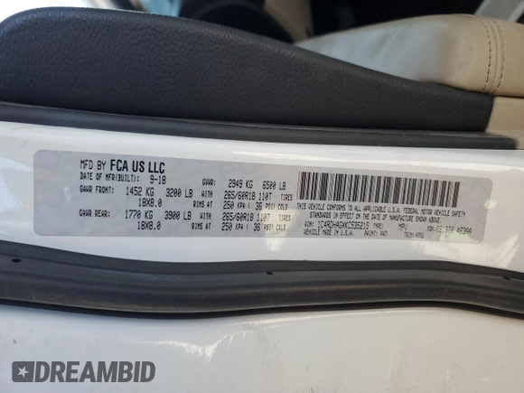2019 Dodge Durango SXT Plus with VIN 1C4RDHAGXKC535215, listed as a Copart auction lot 45247175 with 61,865 mi miles and Salvage Title. Bid and sale history available at DreamBid. Image 13.