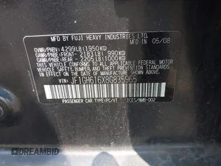 2008 Subaru Impreza i z VIN JF1GH616X8G835965, wystawiony jako IAAI lot #42448877 z przebiegiem 174 931 mil mil oraz . Historia ofert i sprzedaży dostępna na DreamBid. Obrazek 9.