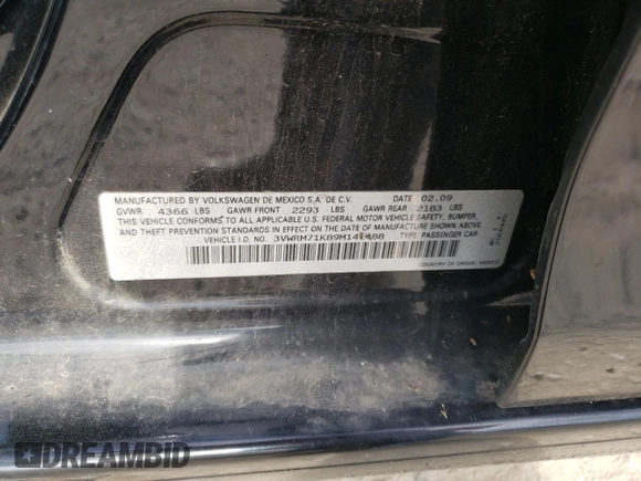 2009 Volkswagen Jetta SE z VIN 3VWRM71K89M141488, wystawiony jako Copart lot #43658055 z przebiegiem Nie podano mil oraz Czysty tytuł • Clean title. Historia ofert i sprzedaży dostępna na DreamBid. Obrazek 12.