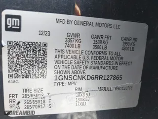 2024 Chevrolet Tahoe LT with VIN 1GNSCNKD6RR127865, listed as a IAAI auction lot 41868118 with 25,219 mi miles. Bid and sale history available at carsss.com. Image 9.