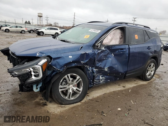 2022 GMC Terrain SLE with VIN 3GKALMEV9NL128470, listed as a Copart auction lot 44194835 with 63,385 mi miles and Salvage Title. Bid and sale history available at carsss.com. Image 1.