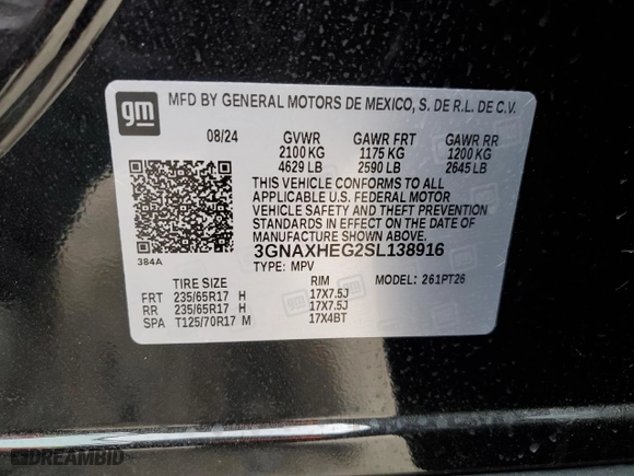 2025 Chevrolet Equinox FWD LT with VIN 3GNAXHEG2SL138916, listed as a Copart auction lot 49294905 with 2,200 mi miles and Salvage Title. Bid and sale history available at carsss.com. Image 13.