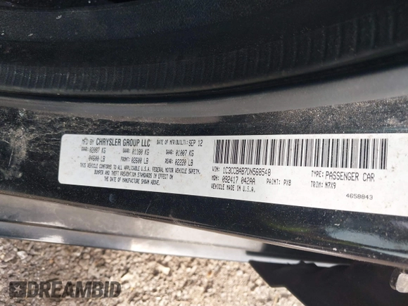 2013 Chrysler 200 LX with VIN 1C3CCBAB7DN568548, listed as a IAAI auction lot 41922392 with 173,255 mi miles. Bid and sale history available at carsss.com. Image 9.
