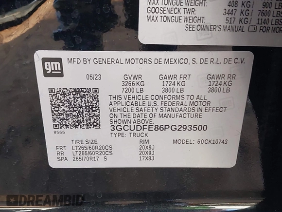 2023 Chevrolet Silverado 1500 LT Trail Boss with VIN 3GCUDFE86PG293500, listed as a IAAI auction lot 41071914 with 17,903 mi miles and . Bid and sale history available at DreamBid. Image 9.