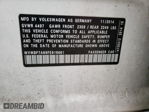 2015 Volkswagen CC R-Line with VIN WVWBP7AN9FE816661, listed as a Copart auction lot 76229534 with 91,489 mi miles and Salvage Title. Bid and sale history available at carsss.com. Image 12.