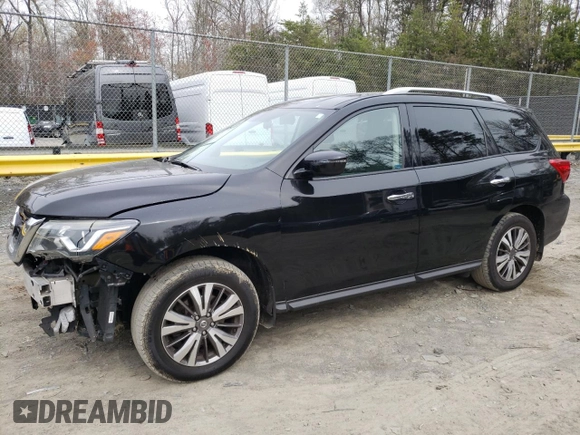 2018 Nissan Pathfinder S z VIN 5N1DR2MM6JC670681, wystawiony jako Copart lot #51574205 z przebiegiem 84 044 mil mil oraz Szkoda całkowita • Salvage title. Historia ofert i sprzedaży dostępna na DreamBid. Obrazek 1.