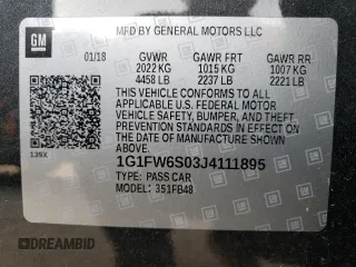 2018 Chevrolet Bolt EV LT with VIN 1G1FW6S03J4111895, listed as a Copart auction lot 41460533 with 53,688 mi miles. Bid and sale history available at carsss.com. Image 13.