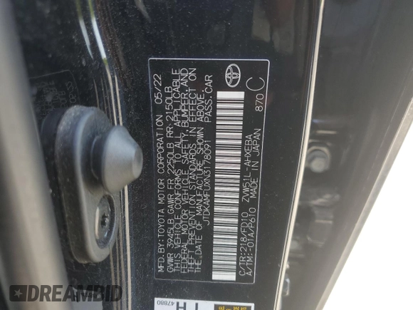 2022 Toyota Prius L Eco with VIN JTDKAMFUXN3178091, listed as a Copart auction lot 56753405 with 51,207 mi miles and Clean Title. Bid and sale history available at DreamBid. Image 12.