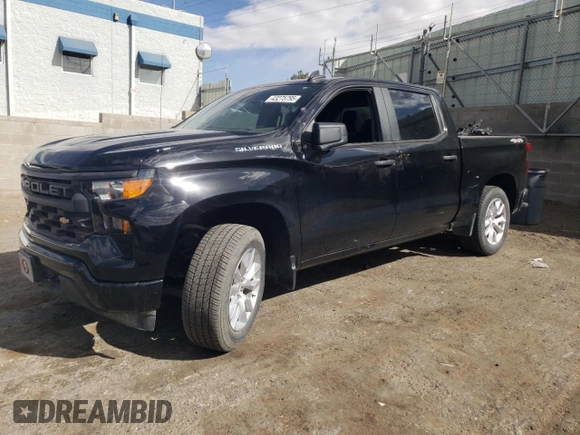 2023 Chevrolet Silverado 1500 Custom with VIN 3GCPDBEK1PG151508, listed as a Copart auction lot 43275795 with Not Provided miles and Salvage Title. Bid and sale history available at DreamBid. Image 1.