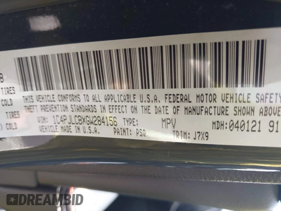 2016 Jeep Cherokee Latitude with VIN 1C4PJLCBXGW284156, listed as a IAAI auction lot 42264152 with 117,327 mi miles and . Bid and sale history available at DreamBid. Image 9.