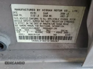 2001 Nissan Altima GXE with VIN 1N4DL01D21C186267, listed as a Copart auction lot 80228694 with 145,442 mi miles and Salvage Title. Bid and sale history available at carsss.com. Image 12.