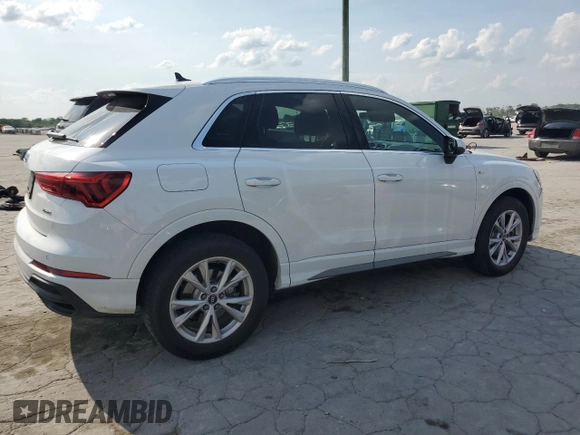 2021 Audi Q3 S line Premium with VIN WA1DECF32M1045084, listed as a Copart auction lot 54657575 with 35,265 mi miles and Salvage Title. Bid and sale history available at DreamBid. Image 3.