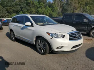 2013 Infiniti JX35 with VIN 5N1AL0MNXDC331105, listed as a Copart auction lot 75550724 with 186,860 mi miles and Salvage Title. Bid and sale history available at carsss.com. Image 4.