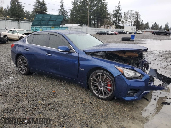2017 Infiniti Q50 Red Sport 400 with VIN JN1FV7AR6HM870313, listed as a Copart auction lot 83214104 with 68,315 mi miles and Salvage Title. Bid and sale history available at carsss.com. Image 4.